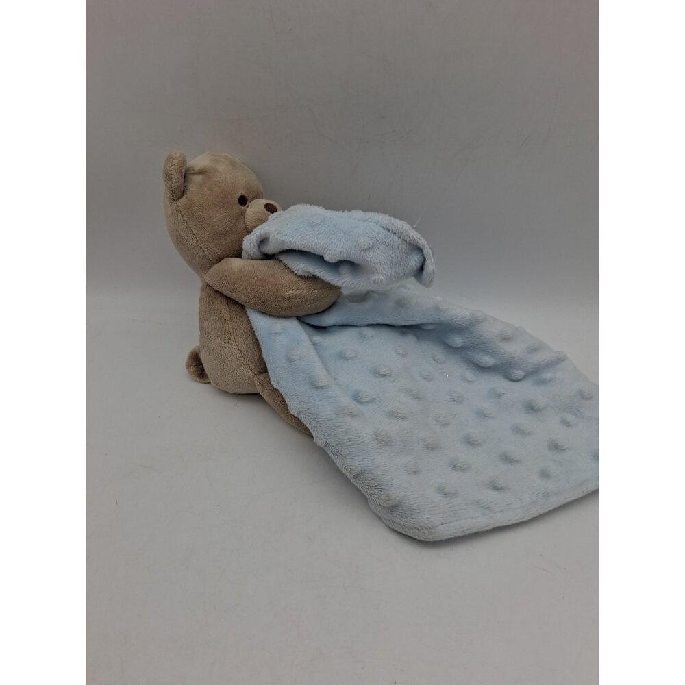 Carters Child of Mine Bear Plush Blue Lovey Minky Dots Rattle Security Blanket - Picture 4 of 7